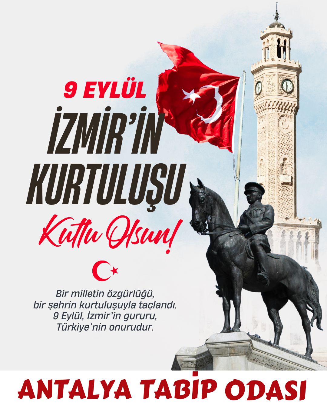 Kırmızı ve Beyaz Çarpıcı 9 Eylül İzmir'in Kurtuluşu Instagram Gönderisi